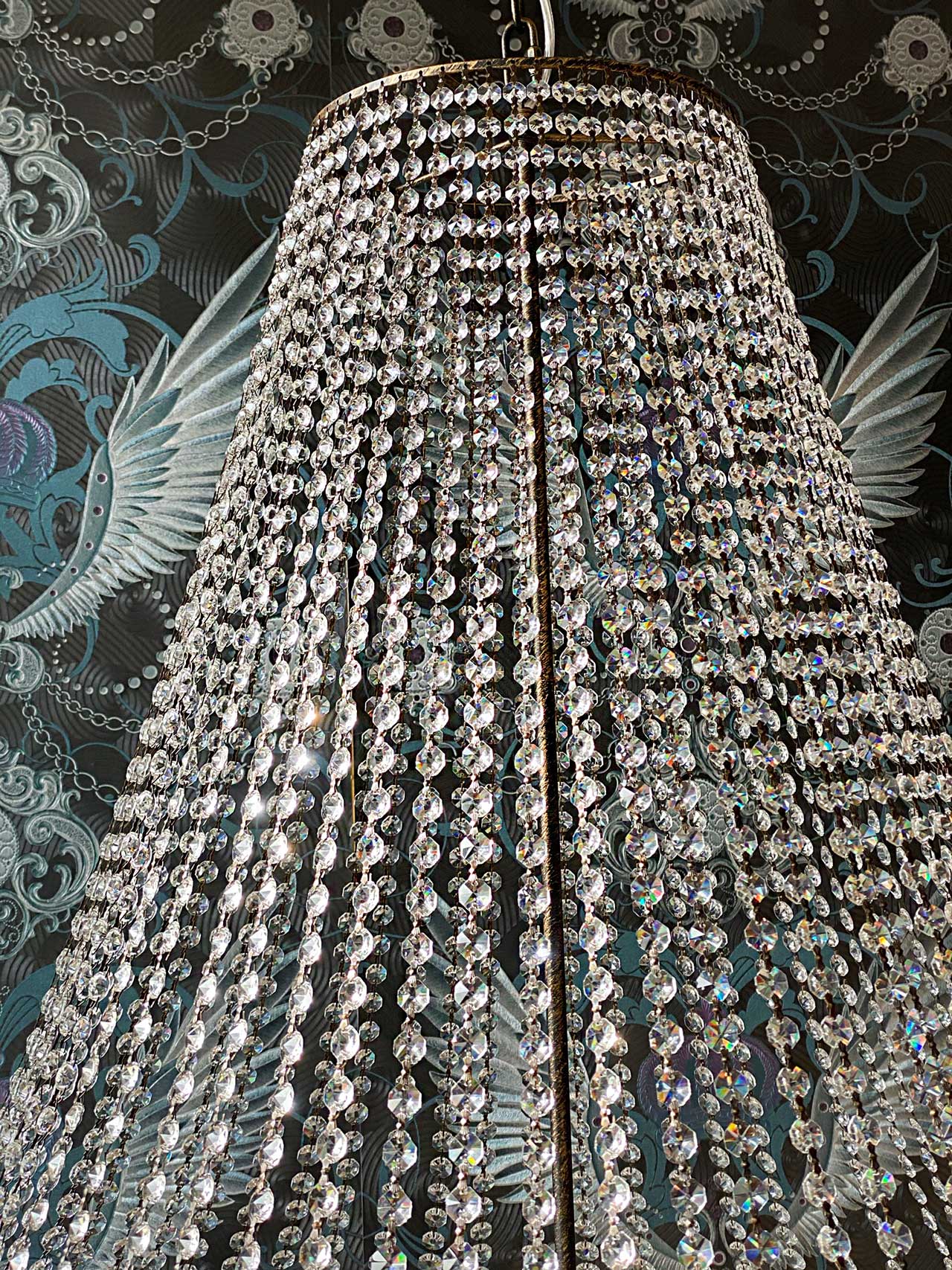 Kristall Korblüster Florence Antik Ø120cm aus geschliffenen funkelnden Kristallen XXL