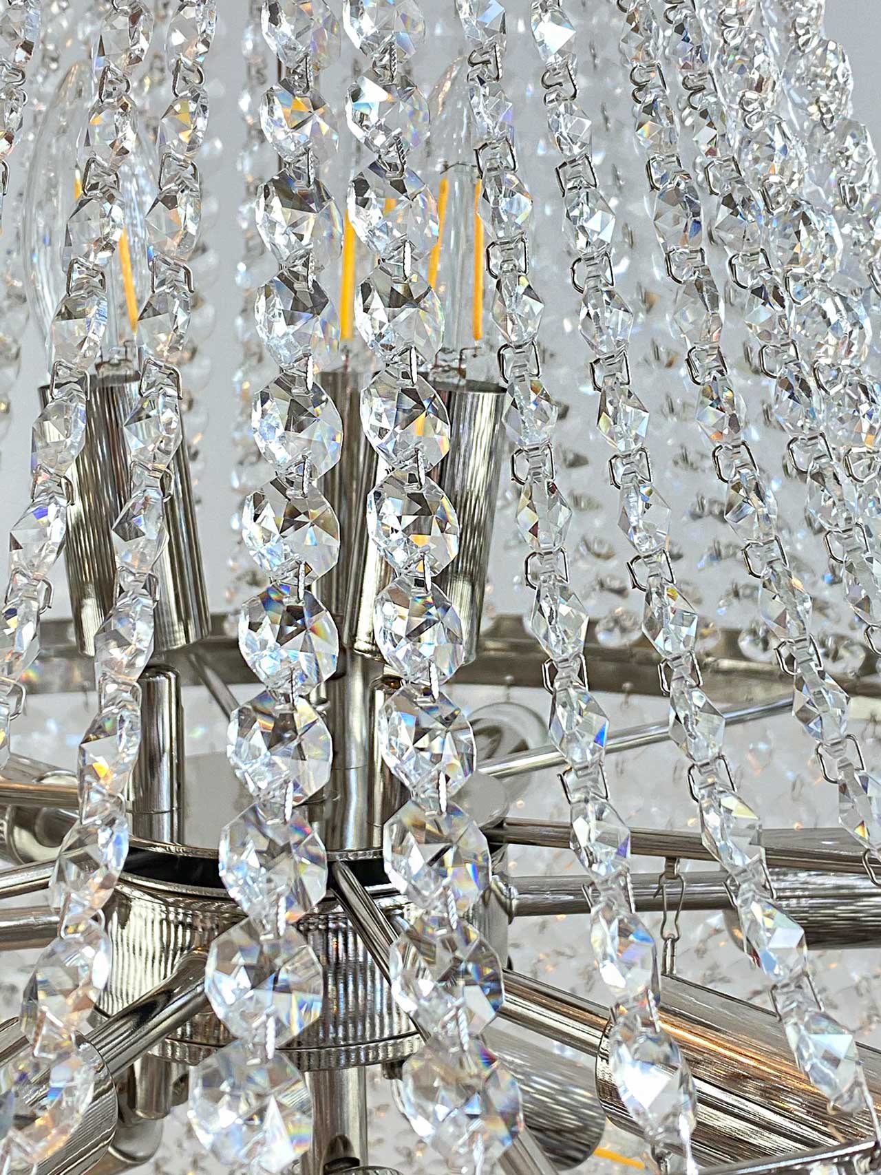 Kristall Korblüster PLAZA Ø60cm Silber gefertigt aus geschliffenen Kristallen