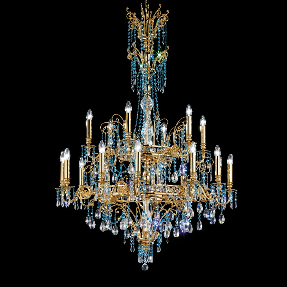 Masiero Impero Korblüster Ø110cm 18 Leuchten mit funkelnden Kristallen 